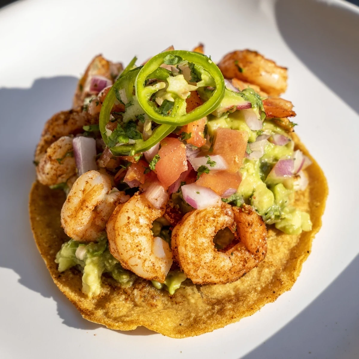 Vibrant Quick Shrimp and Avocado Tostadas: a delicious, easy meal bursting with fresh flavors and textures.