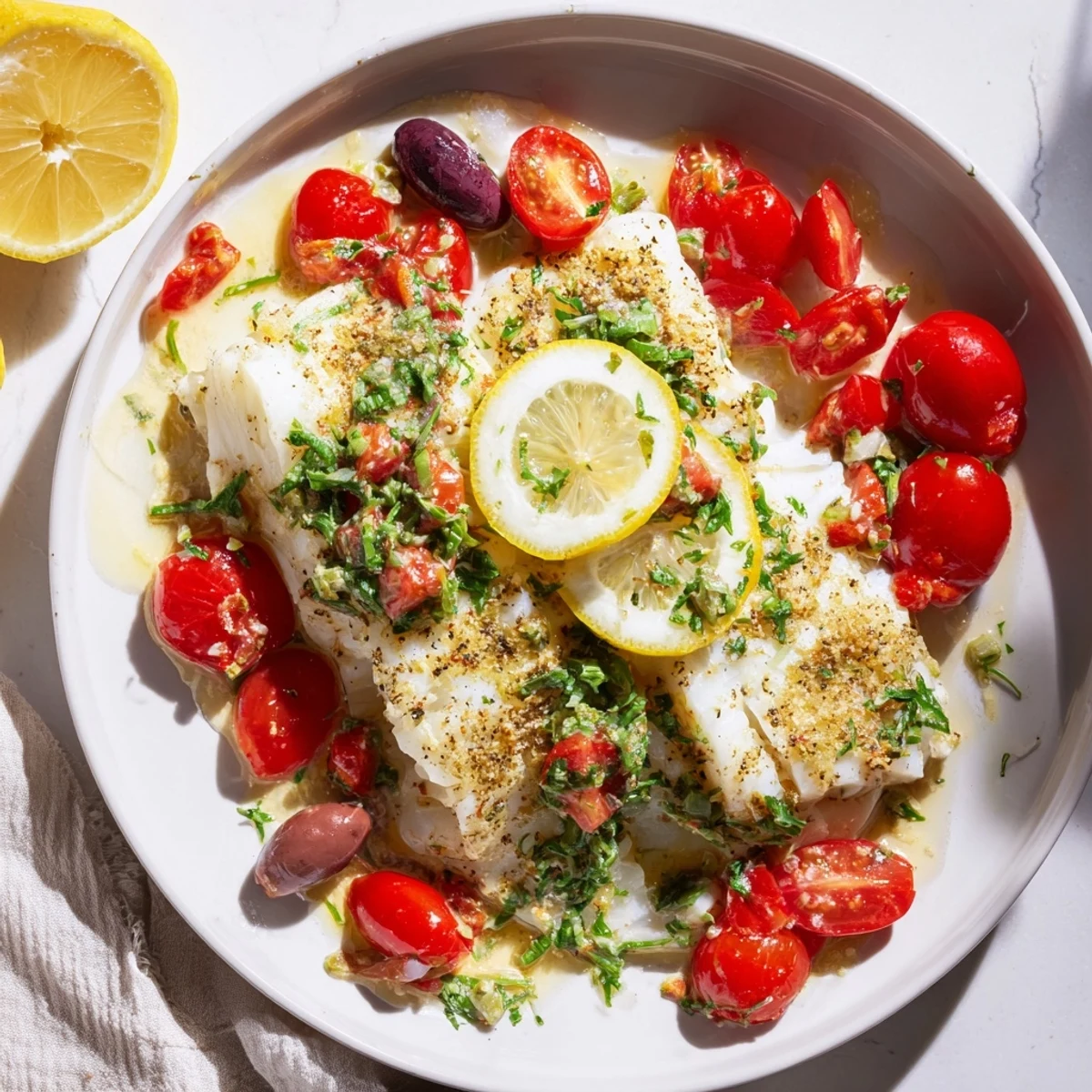 Baked Cod with Cherry Tomatoes