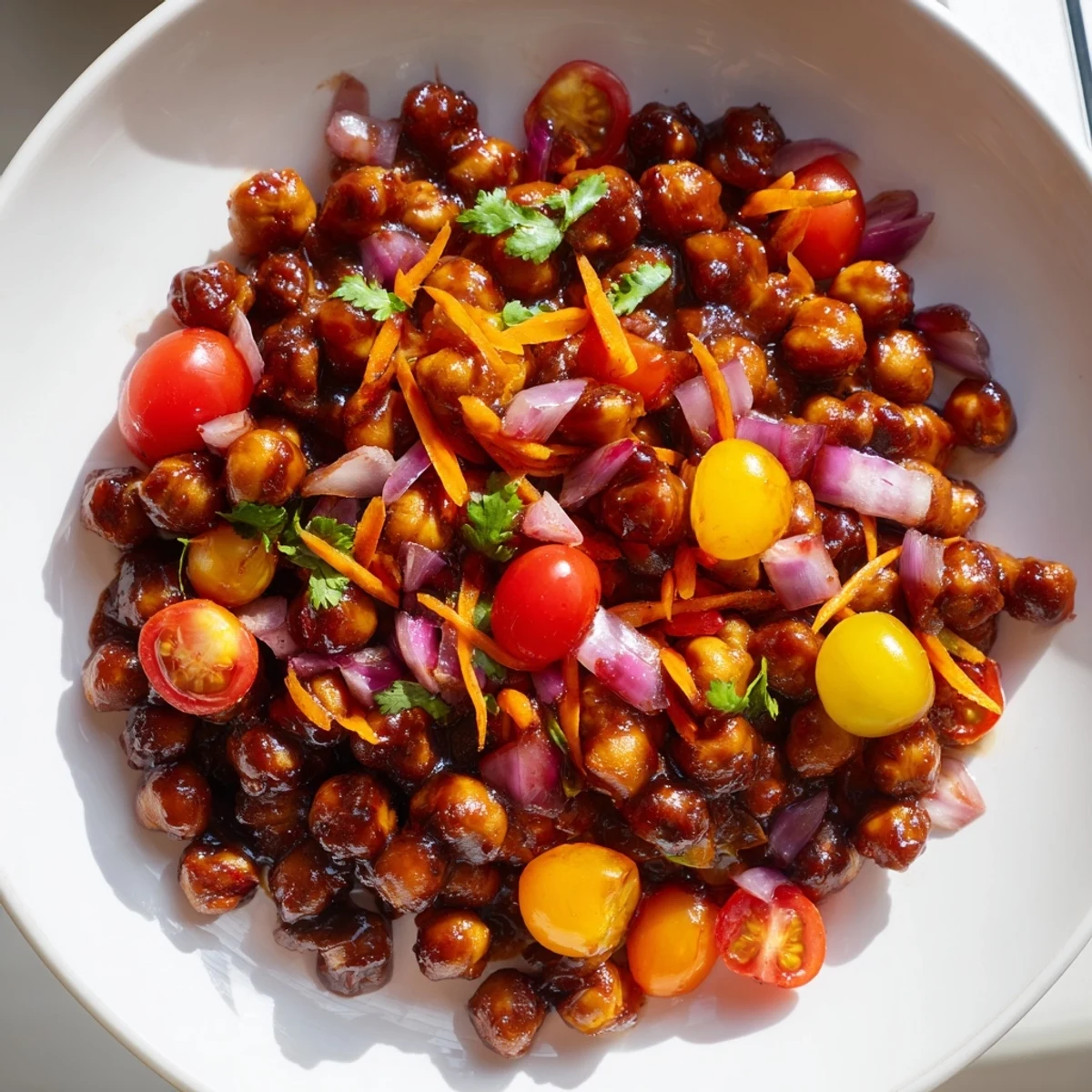 Smoky BBQ Chickpea Salad, a vibrant mix of colorful veggies and tangy dressing.