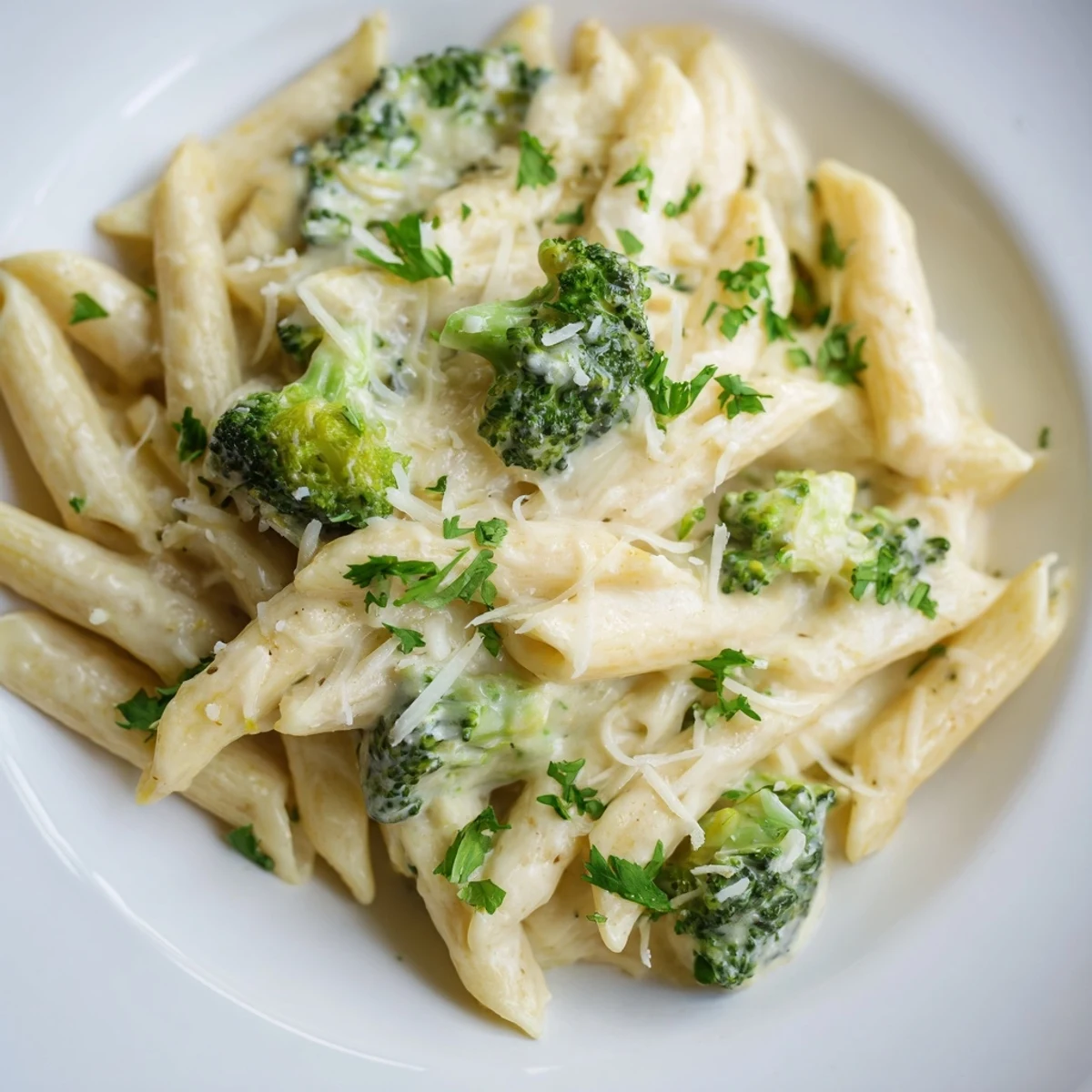 This creamy Cream Cheese Garlic Pasta is tossed with Parmesan and garnished with fresh parsley.