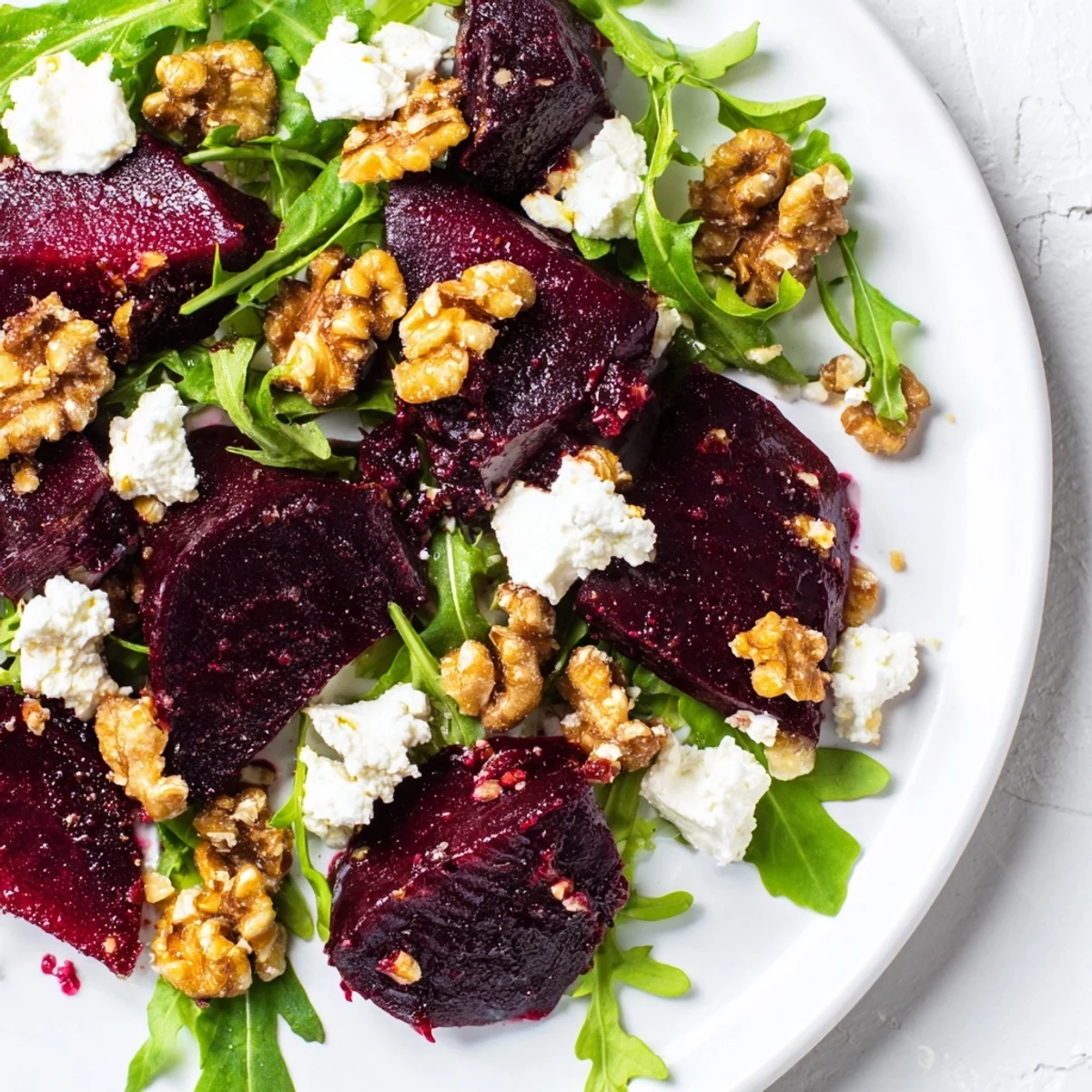 Sweet roasted beets and crunchy walnuts star in this delicious, gluten-free Roasted Beet Walnut Salad recipe.