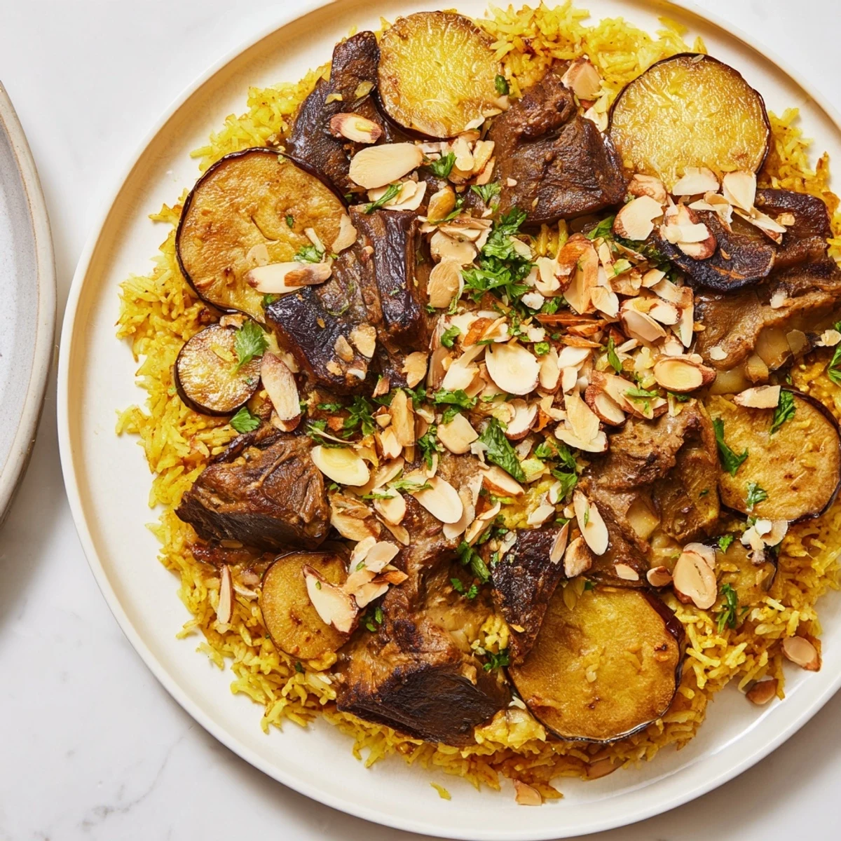 Golden-crusted vegetables and savory lamb highlight this flavorful Palestinian Maqluba recipe.