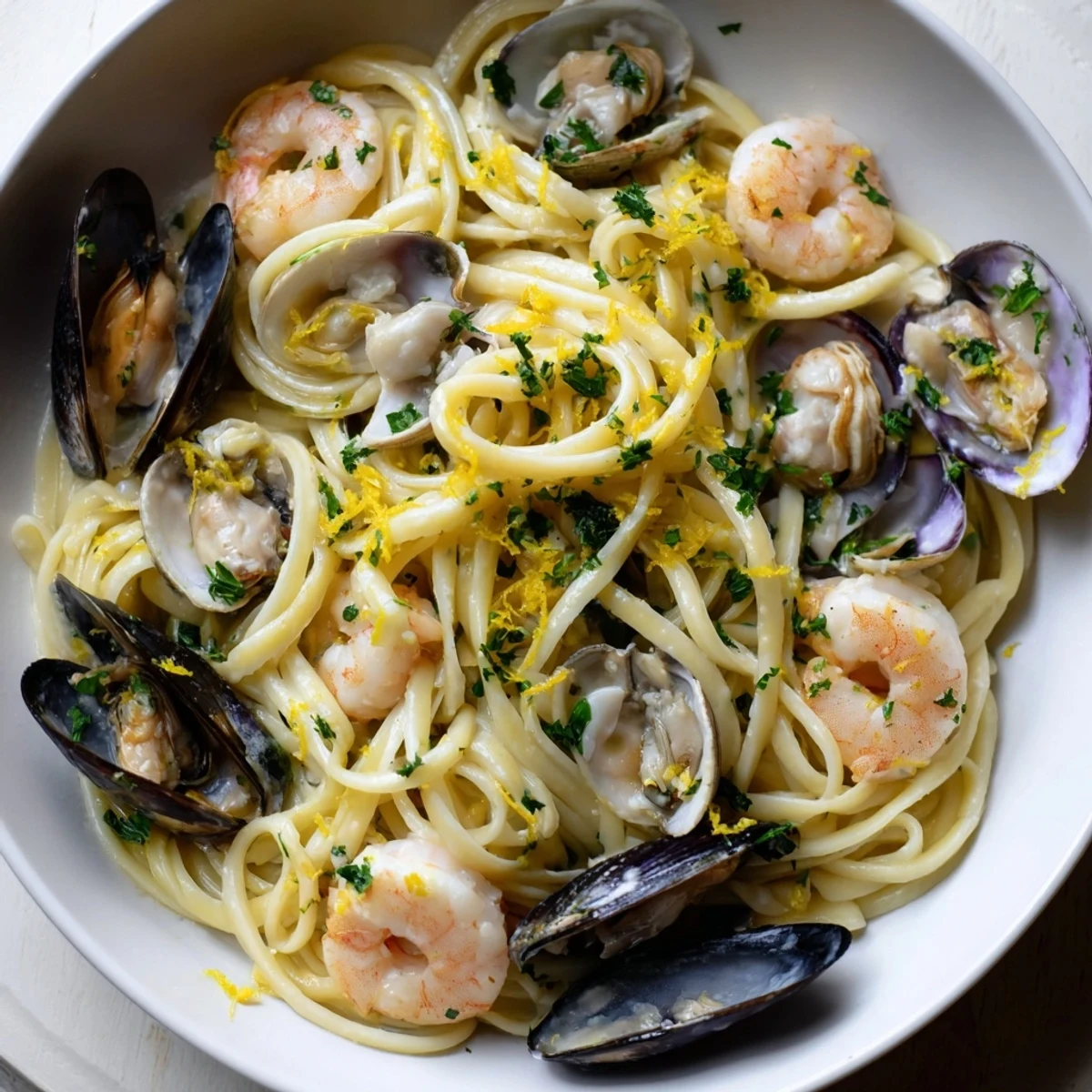 Seafood Linguine with White Wine Sauce
