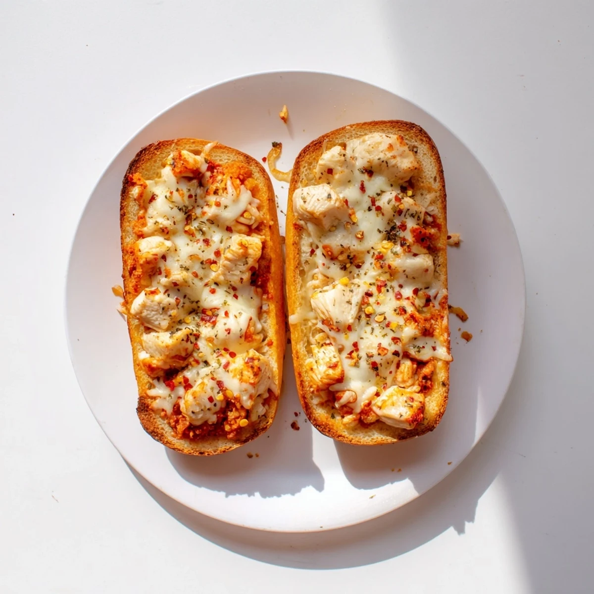 Homemade Chicken Parm Stuffed Garlic Bread served hot, perfect for game day or a cozy family dinner.
