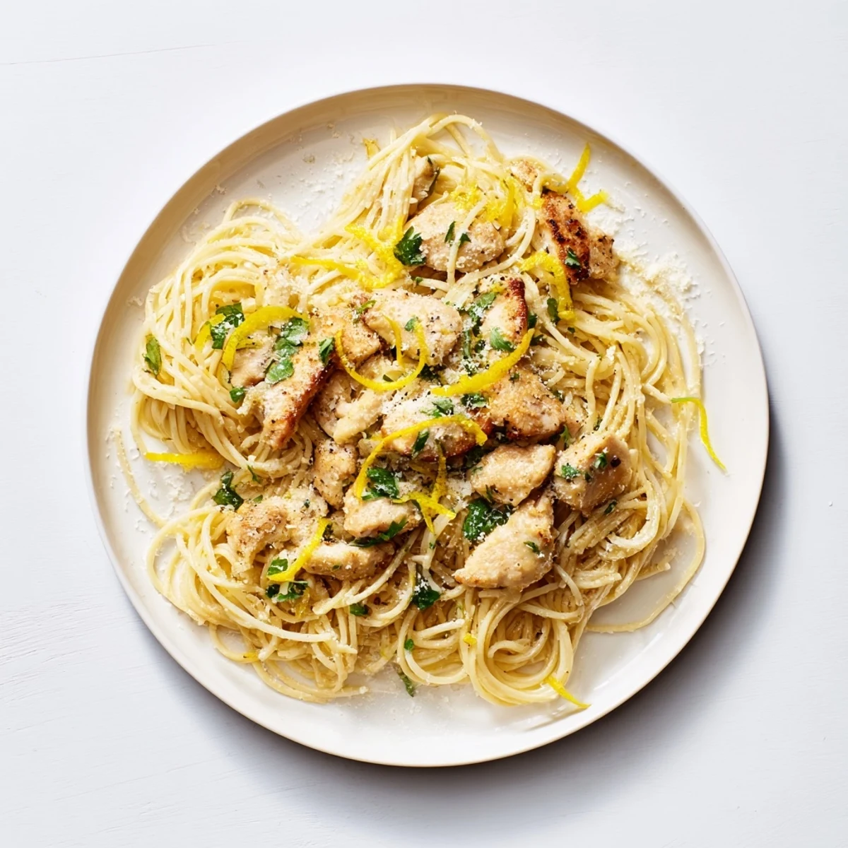 Golden brown chicken strips nestled in spaghetti tossed with nutty brown butter, lemon zest, and fresh parsley in this Brown Butter Lemon Chicken Pasta.