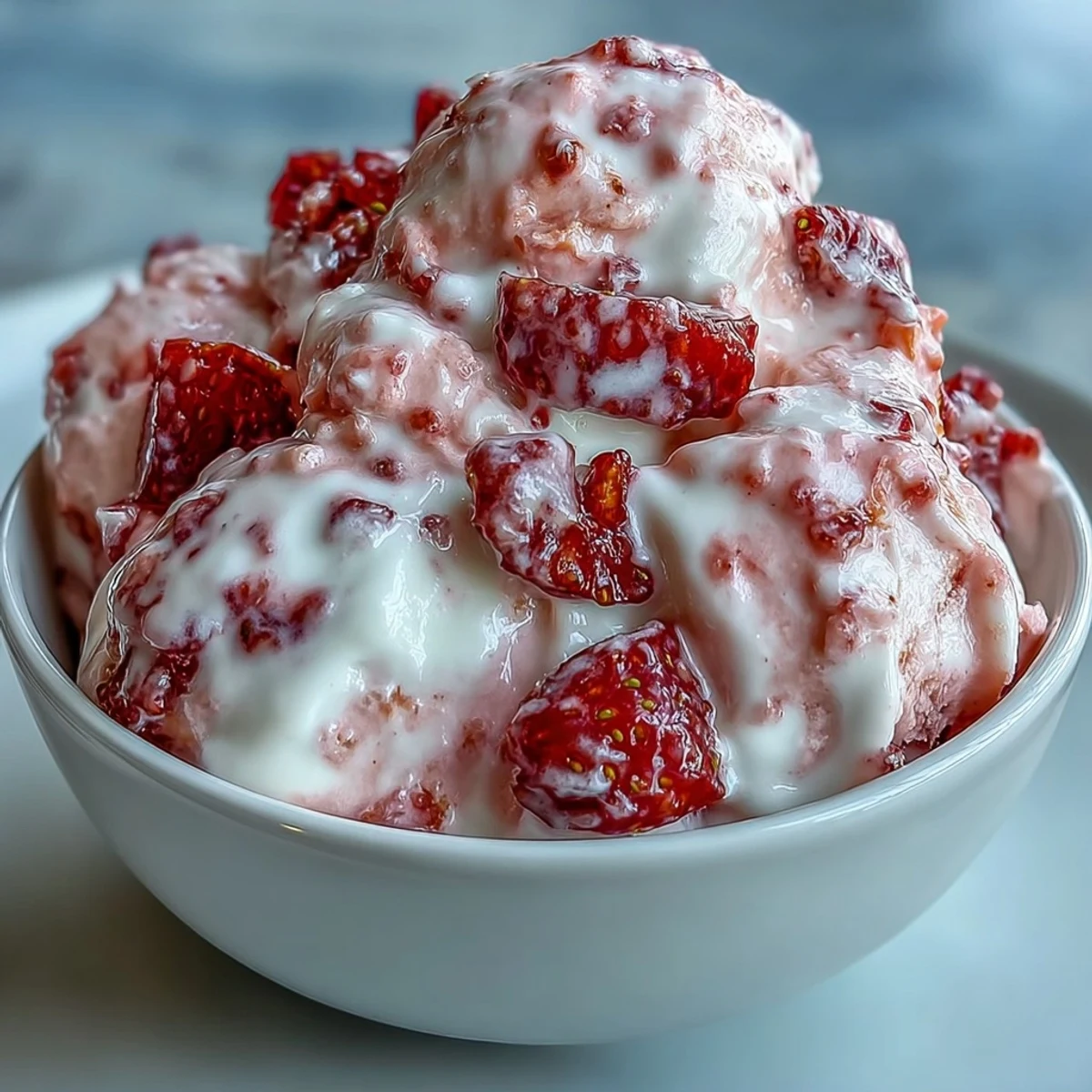 Homemade Strawberry & Banana Yoghurt Clusters served on a plate, offering a refreshing, crunchy frozen treat.