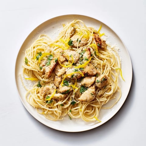 Golden brown chicken strips nestled in spaghetti tossed with nutty brown butter, lemon zest, and fresh parsley in this Brown Butter Lemon Chicken Pasta.