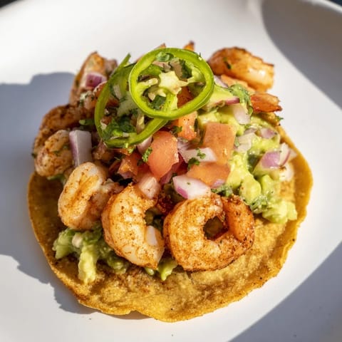 Vibrant Quick Shrimp and Avocado Tostadas: a delicious, easy meal bursting with fresh flavors and textures.