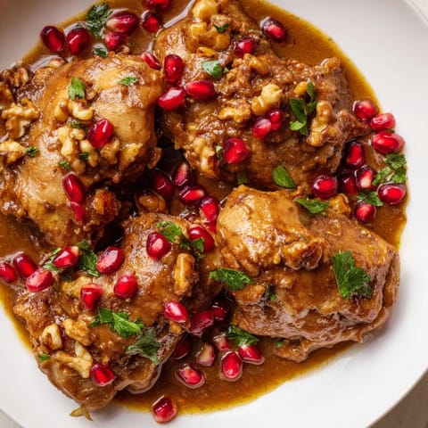 Beautiful golden oil sheen atop a bowl of hearty Iranian Fesenjan stew, ready to serve with rice.