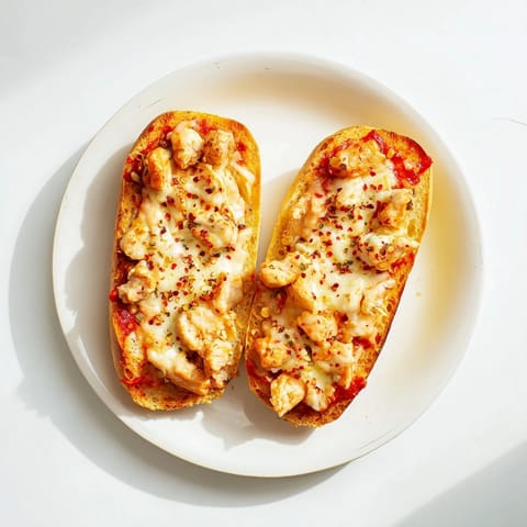 Freshly baked Italian-American appetizer with gooey melted cheese and herb butter on warm crusty baguette slices.