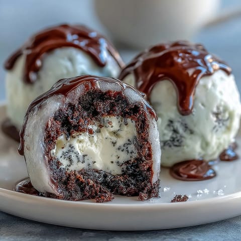 Chewy mochi shell wrapped around creamy black sesame ice cream, blending nutty flavor with soft, stretchy texture.  