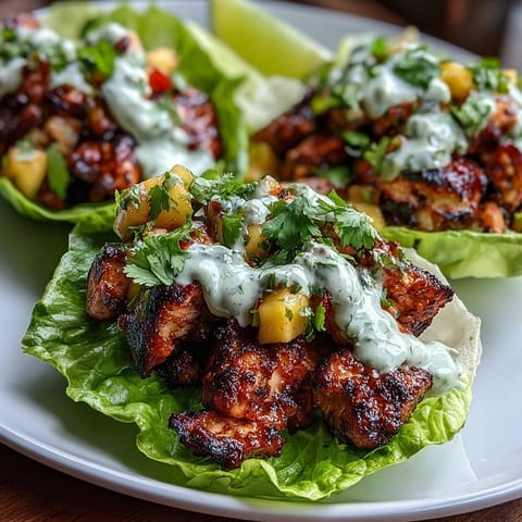 Jerk Chicken Lettuce Cups