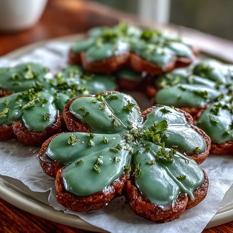 Buttery sugar cookies cut into shamrock shapes and topped with smooth royal icing, ideal for holiday baking with kids.  