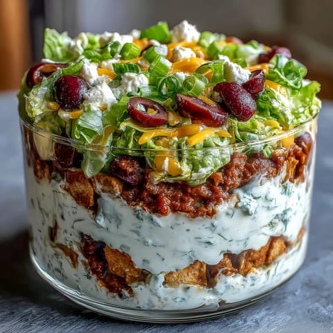 Easy Taco Dip Cups with layers of refried beans, sour cream, and cheese in clear cups, garnished with lettuce and tomatoes.
