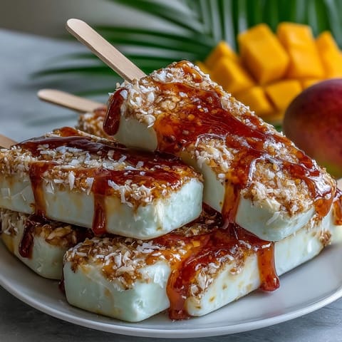Creamy vegan mango coconut popsicles bursting with tropical flavor, a dairy-free delight.