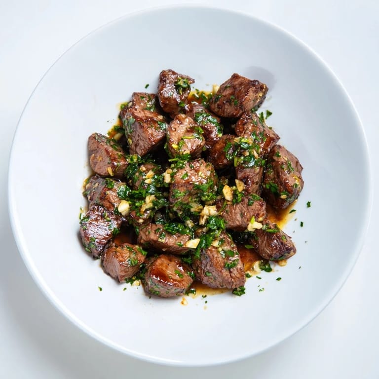 Juicy Skillet-Seared Steak Bites, perfectly browned and bathed in a fragrant garlic butter.
