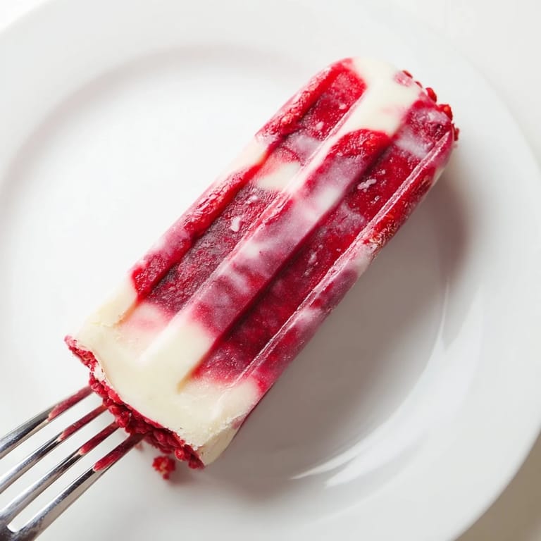 Cooling, vegan raspberry coconut ice pops: a layered treat featuring fresh raspberries and coconut.