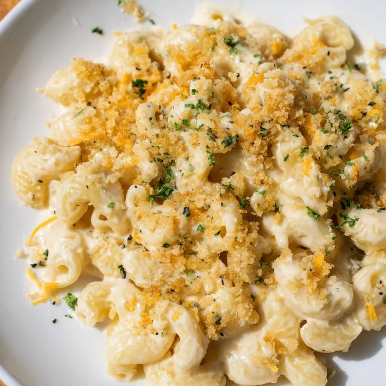 Steaming bowl of delicious High-Protein Mac & Cheese, showcasing a velvety cottage cheese sauce.