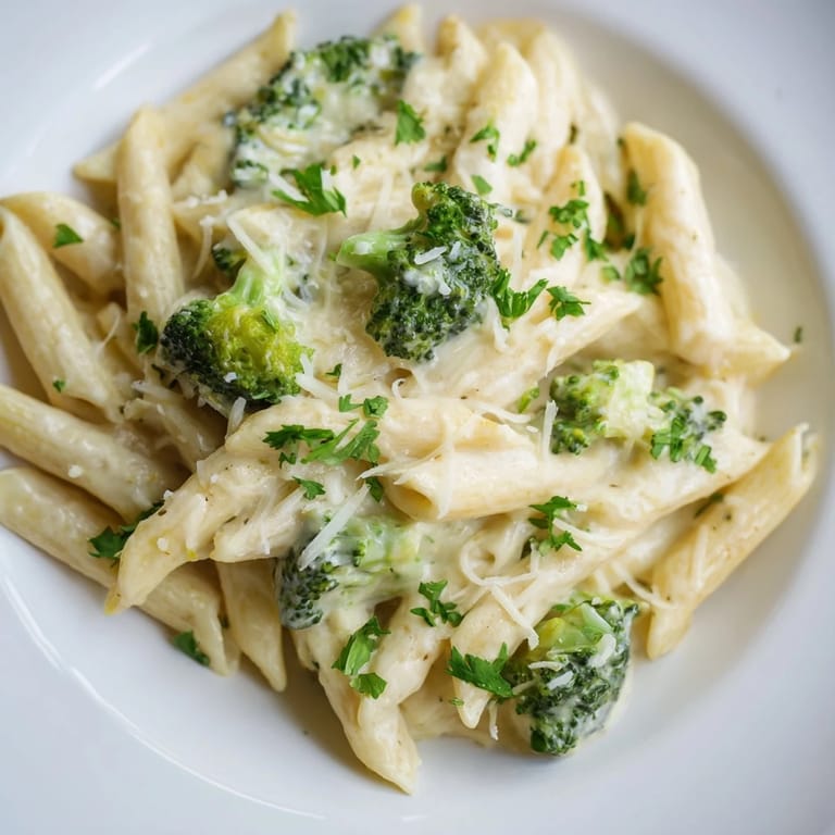 This creamy Cream Cheese Garlic Pasta is tossed with Parmesan and garnished with fresh parsley.