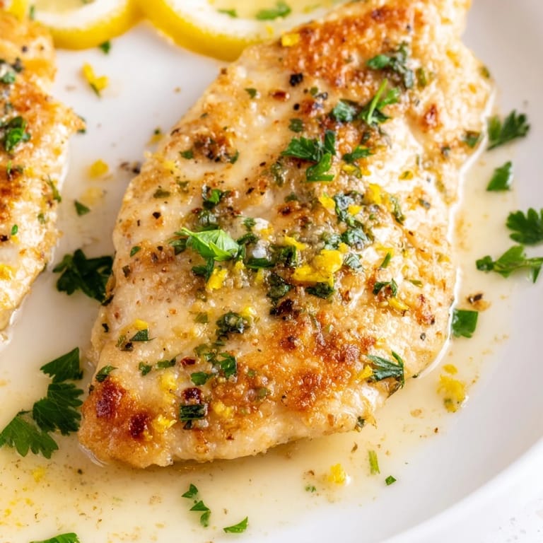 This savory Lemon Pepper Chicken dinner is plated with fluffy rice and fresh parsley, ready to serve.