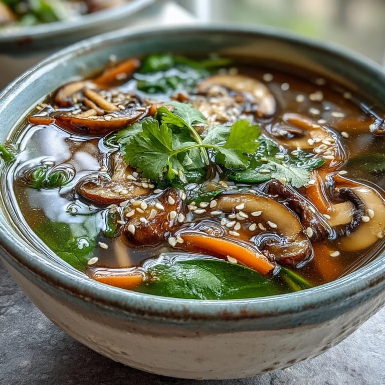 This nourishing Miso Ginger Winter Soup is served with a splash of chili oil and fresh cilantro, showcasing a light, restorative meal.