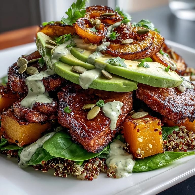 Gluten-free butternut squash steak bowls served with avocado, red onion, and pepitas for a colorful weeknight dinner or meal prep.