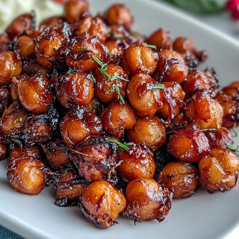 Spicy roasted chickpeas in a bold chili-garlic glaze, served over fluffy jasmine rice with fresh scallion garnish.  