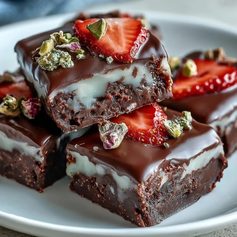 Elegant no-bake Dubai Chocolate Strawberry Bark featuring marbled chocolate, pistachios, and edible gold leaf.  