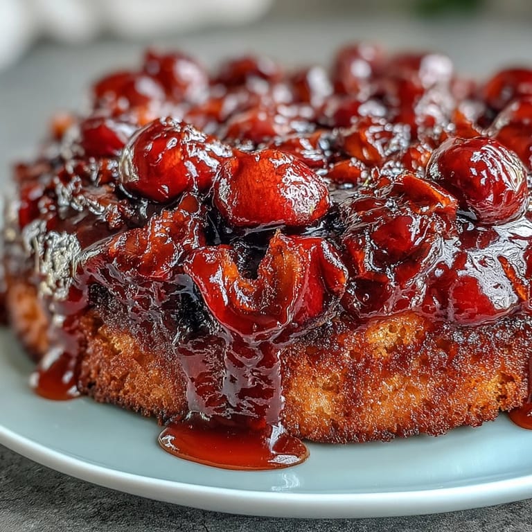 2. Moist and flavorful cherry almond upside-down cake, crowned with sweet, glossy cherries and a buttery almond crumb.  