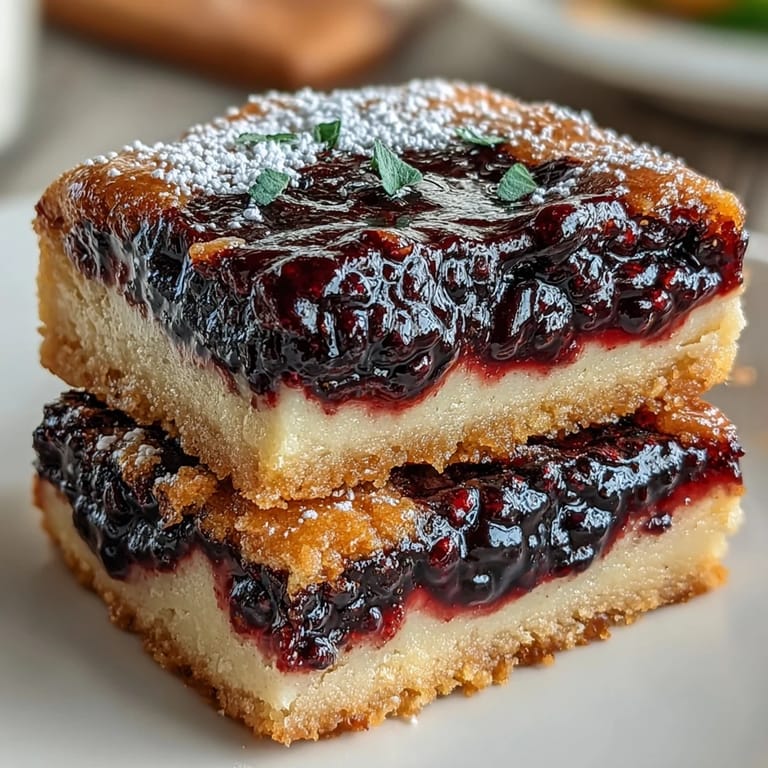 Decadent blackberry lemon bars, a beautiful swirl over tangy lemon filling.