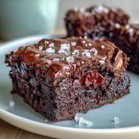 Decadent sourdough discard brownies topped with flaky sea salt, offering a rich, fudgy texture and irresistible sweet-salty flavor in every bite.  
