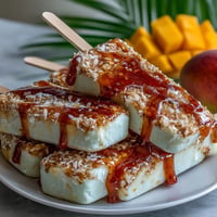 Creamy vegan mango coconut popsicles bursting with tropical flavor, a dairy-free delight.